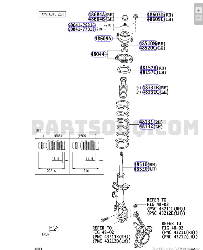 Chụp bụi liền tăng bông giảm xóc trước Toyota Wigo, Rush 48331bz150