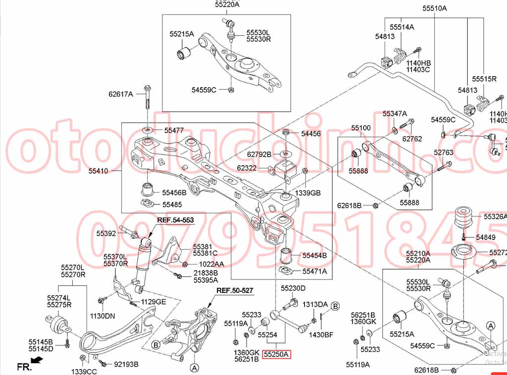 Rotuyn giằng ngang cầu sau Hyundai Santafe 2014-2018, Sorento 2013-2018 552502w000, cqkh89