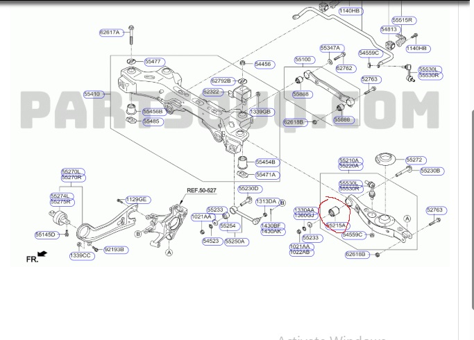 Cao su giằng sau Hyundai Santafe, Sorento 2012- 55218-2b000 14*49*59