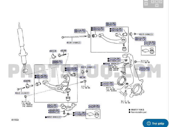 Cao su càng A nhỏ Toyota Land Cruiser Prado 2004-2009 4865460030, cvt34, gv0469, t24gr21w 7.2*1.9*4.8