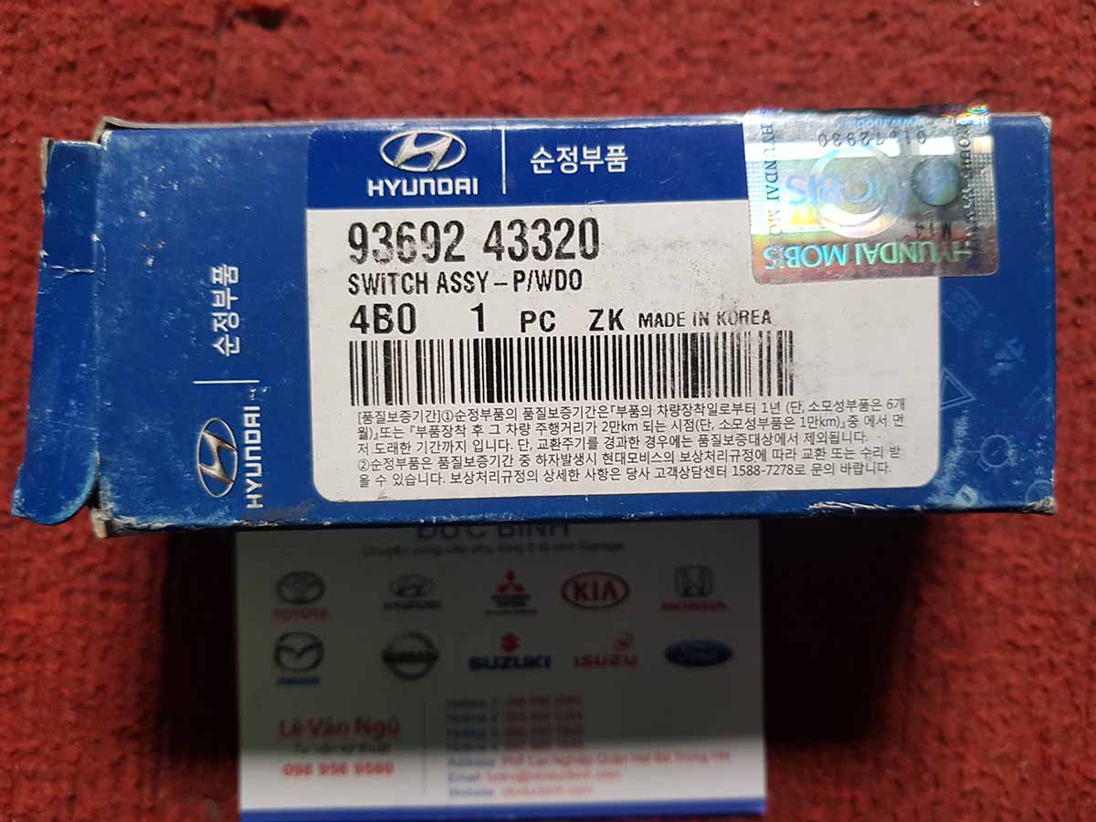 Công tắc nâng kính đơn Hyundai H100, Porter 2 9369243320