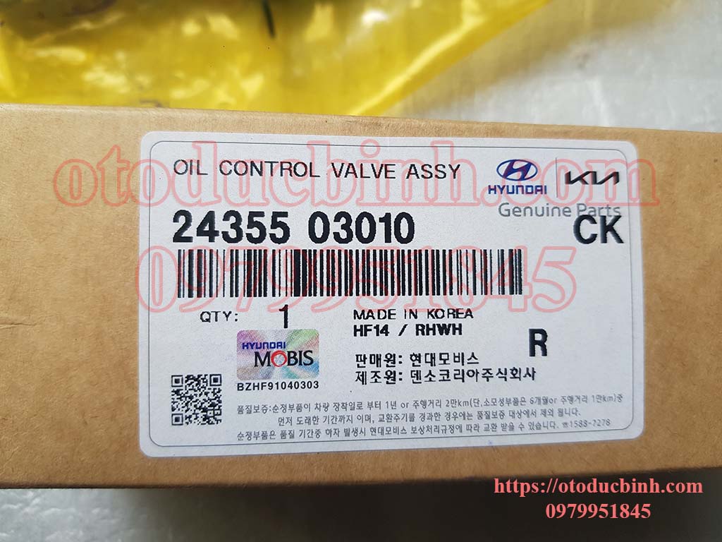 Van điều khiển nhớt trục cam bên hút Kia Morning, i10, i20, Picanto, Rio 24355-03010