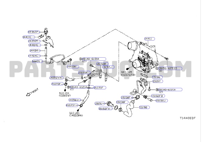 Cảm biến áp suất khí xả Turbo Nissan Navara D40 08-14, D23 15-20 223655x00a